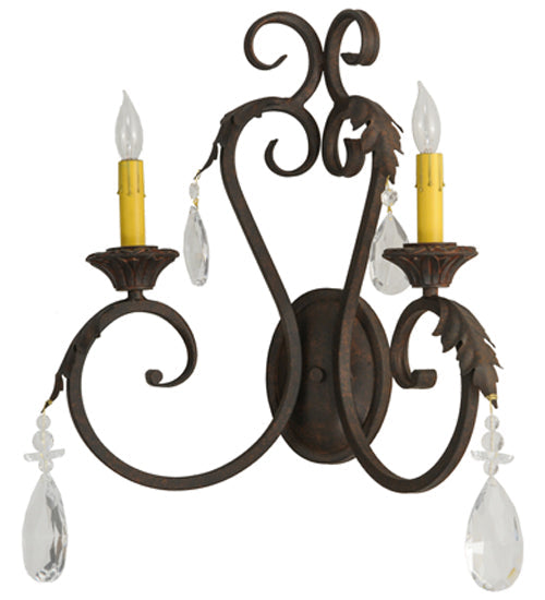 Meyda Lighting Josephine 20" 2-Light Cajun Spice Wall Sconce With Ivory Faux Candlelight