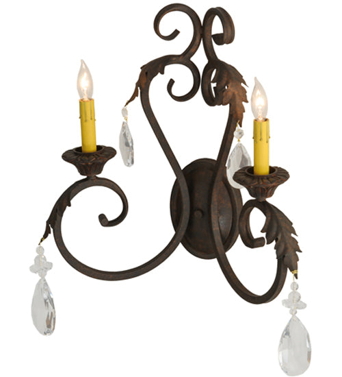 Meyda Lighting Josephine 20" 2-Light Cajun Spice Wall Sconce With Ivory Faux Candlelight