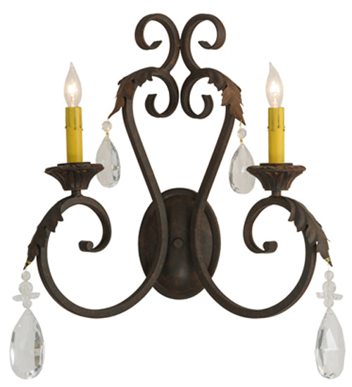 Meyda Lighting Josephine 20" 2-Light Cajun Spice Wall Sconce With Ivory Faux Candlelight