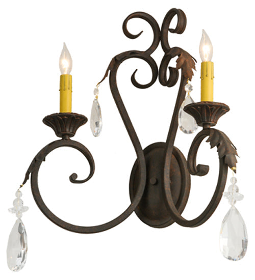 Meyda Lighting Josephine 20" 2-Light Cajun Spice Wall Sconce With Ivory Faux Candlelight