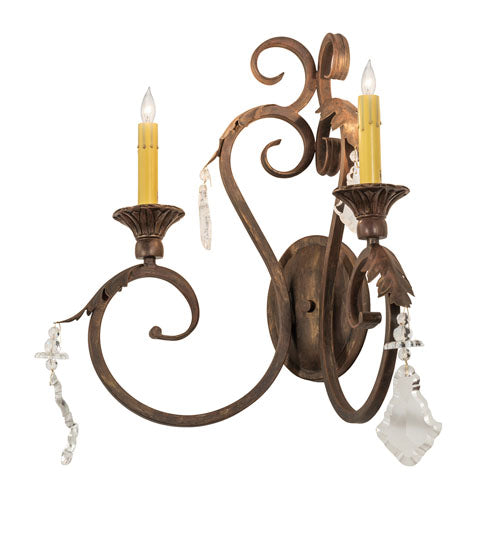 Meyda Lighting Josephine 20" 2-Light Cortez Gold Wall Sconce With Ivory Faux Candlelight