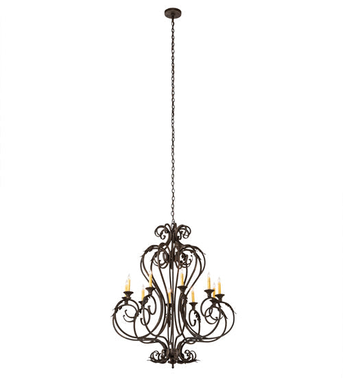 Meyda Lighting Josephine 42" 10-Light Antiquity Chandelier With Ivory Faux Candlelight