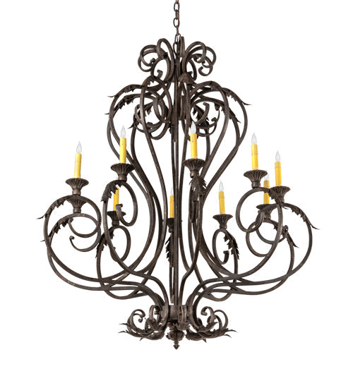 Meyda Lighting Josephine 42" 10-Light Antiquity Chandelier With Ivory Faux Candlelight