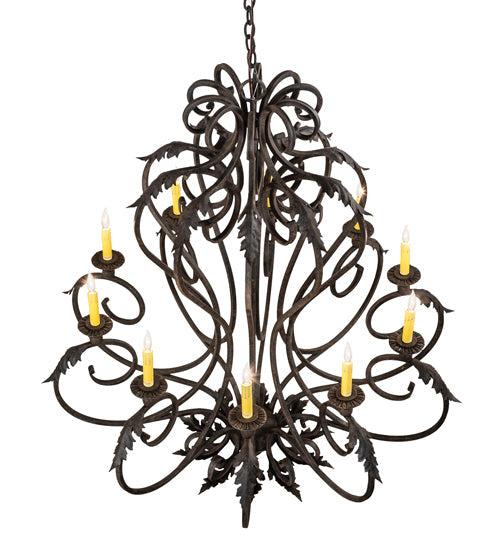 Meyda Lighting Josephine 42" 10-Light Antiquity Chandelier With Ivory Faux Candlelight