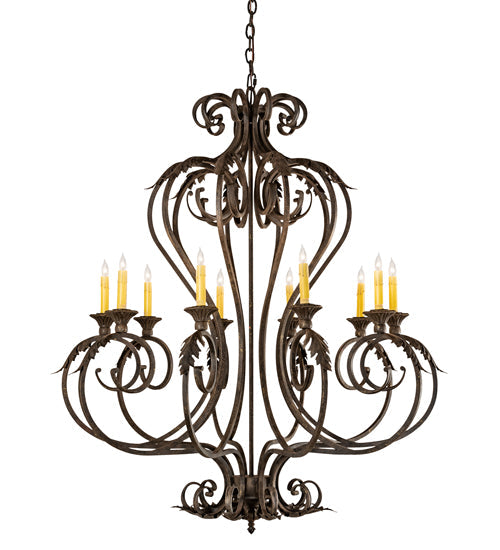 Meyda Lighting Josephine 42" 10-Light Antiquity Chandelier With Ivory Faux Candlelight
