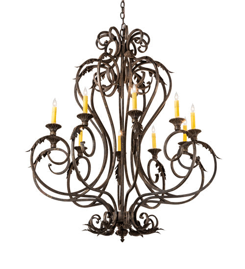Meyda Lighting Josephine 42" 10-Light Antiquity Chandelier With Ivory Faux Candlelight