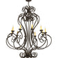 Meyda Lighting Josephine 48" 10-Light Gold Highlighted Wrought Iron Chandelier With Amber Faux Candlelight