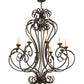 Meyda Lighting Josephine 48" 10-Light Gold Highlighted Wrought Iron Chandelier With Amber Faux Candlelight