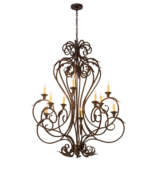 Meyda Lighting Josephine 48" 10-Light Mahogany Bronze Chandelier With Ivory Faux Candlelight