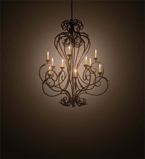 Meyda Lighting Josephine 48" 10-Light Mahogany Bronze Chandelier With Ivory Faux Candlelight