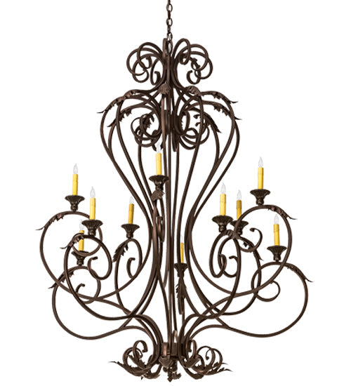 Meyda Lighting Josephine 48" 10-Light Mahogany Bronze Chandelier With Ivory Faux Candlelight