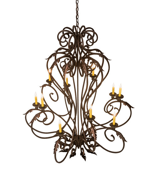 Meyda Lighting Josephine 48" 10-Light Mahogany Bronze Chandelier With Ivory Faux Candlelight