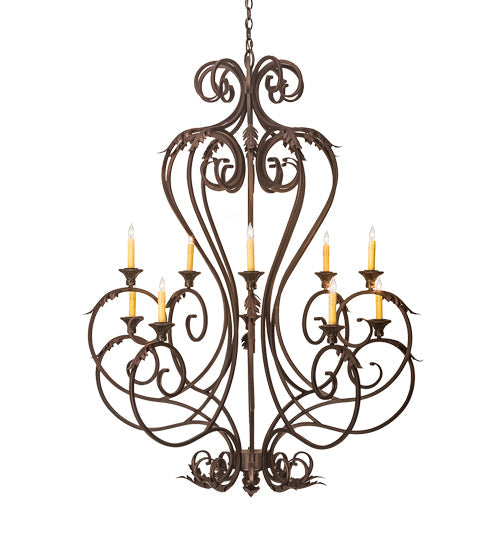 Meyda Lighting Josephine 48" 10-Light Mahogany Bronze Chandelier With Ivory Faux Candlelight