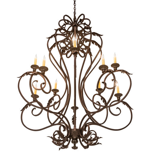 Meyda Lighting Josephine 48" 10-Light Mahogany Bronze Chandelier With Ivory Faux Candlelight