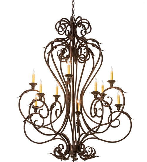 Meyda Lighting Josephine 48" 10-Light Mahogany Bronze Chandelier With Ivory Faux Candlelight