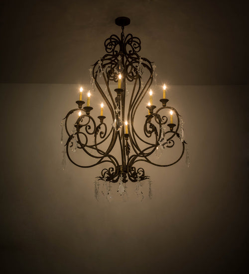 Meyda Lighting Josephine 48" 10-Light Pompeii Gold Chandelier With Amber Faux Candlelight