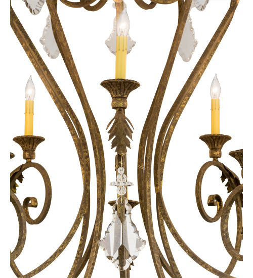 Meyda Lighting Josephine 48" 10-Light Pompeii Gold Chandelier With Amber Faux Candlelight
