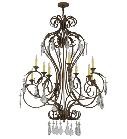 Meyda Lighting Josephine 48" 10-Light Pompeii Gold Chandelier With Ivory Faux Candlelight