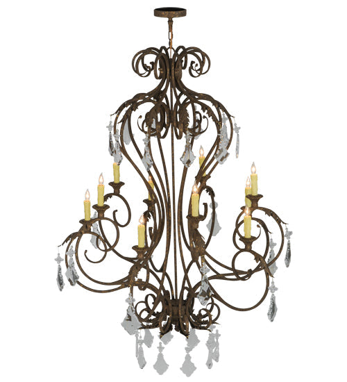 Meyda Lighting Josephine 48" 10-Light Pompeii Gold Chandelier With Ivory Faux Candlelight