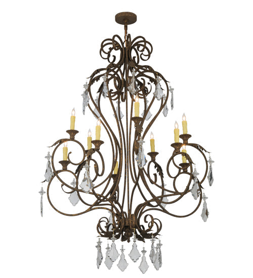 Meyda Lighting Josephine 48" 10-Light Pompeii Gold Chandelier With Ivory Faux Candlelight
