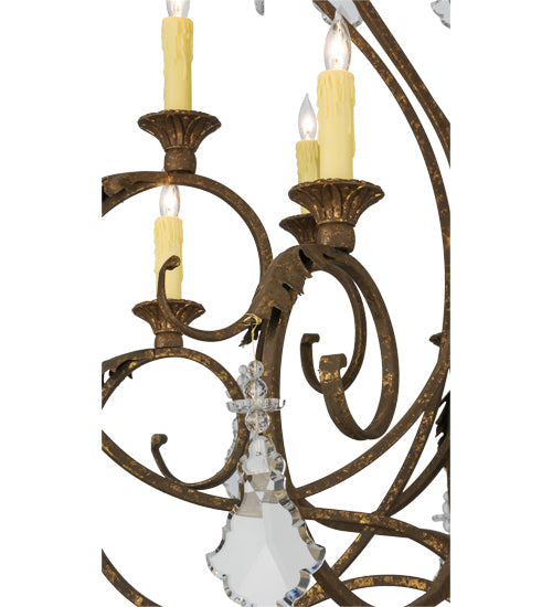 Meyda Lighting Josephine 48" 10-Light Pompeii Gold Chandelier With Ivory Faux Candlelight