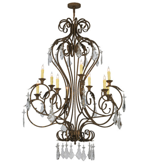 Meyda Lighting Josephine 48" 10-Light Pompeii Gold Chandelier With Ivory Faux Candlelight