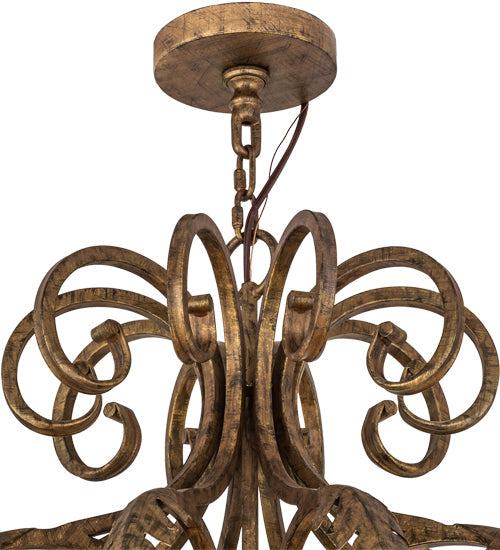 Meyda Lighting Josephine 49" 10-Light Spanish Gold Chandelier With Amber Faux Candlelight