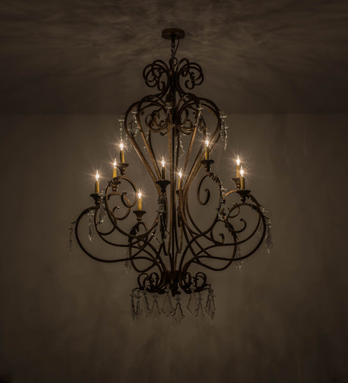Meyda Lighting Josephine 49" 10-Light Spanish Gold Chandelier With Amber Faux Candlelight