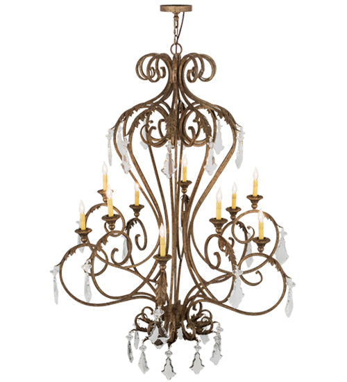 Meyda Lighting Josephine 49" 10-Light Spanish Gold Chandelier With Amber Faux Candlelight