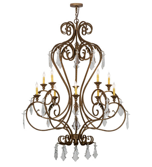 Meyda Lighting Josephine 49" 10-Light Spanish Gold Chandelier With Amber Faux Candlelight