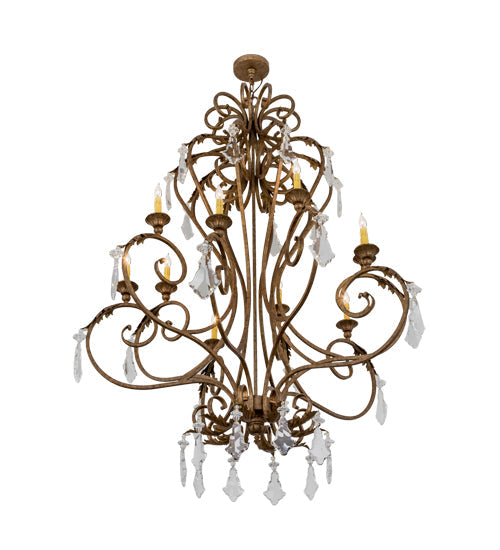 Meyda Lighting Josephine 49" 10-Light Spanish Gold Chandelier With Amber Faux Candlelight