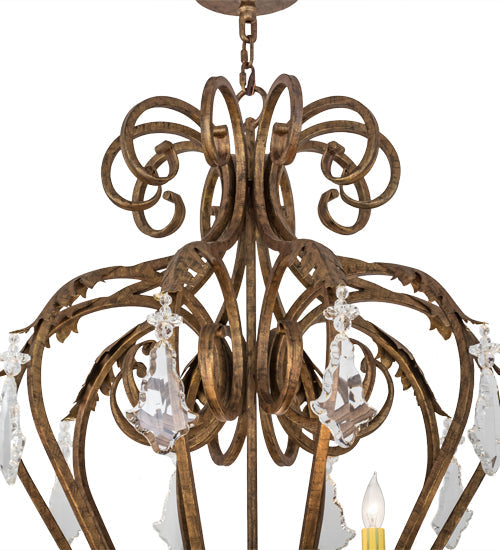 Meyda Lighting Josephine 49" 10-Light Spanish Gold Chandelier With Amber Faux Candlelight