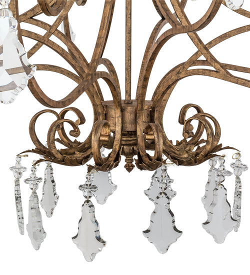 Meyda Lighting Josephine 49" 10-Light Spanish Gold Chandelier With Amber Faux Candlelight