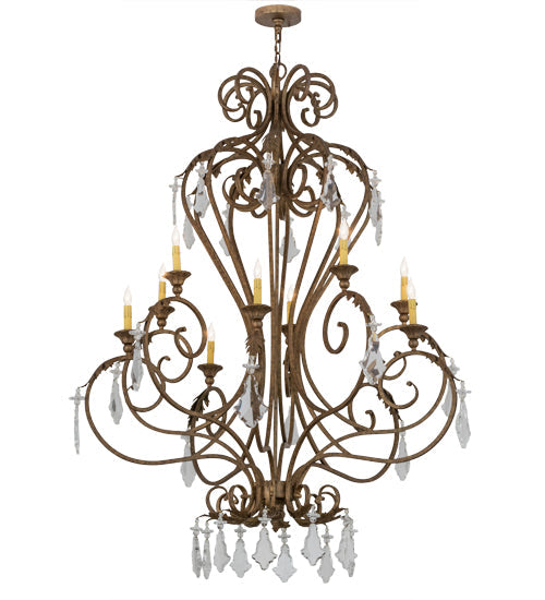 Meyda Lighting Josephine 49" 10-Light Spanish Gold Chandelier With Amber Faux Candlelight