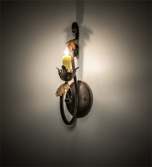 Meyda Lighting Josephine 5" Gilded Tobacco & Gold Wall Sconce With Amber Faux Candlelight
