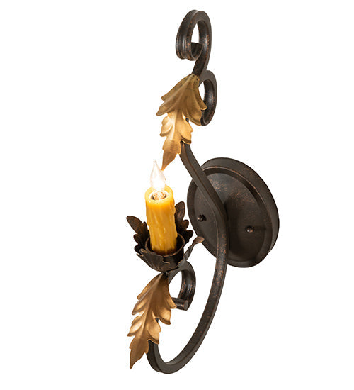 Meyda Lighting Josephine 5" Gilded Tobacco & Gold Wall Sconce With Amber Faux Candlelight