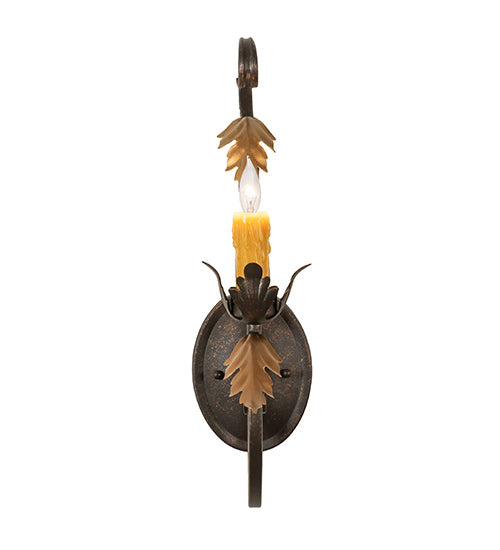 Meyda Lighting Josephine 5" Gilded Tobacco & Gold Wall Sconce With Amber Faux Candlelight