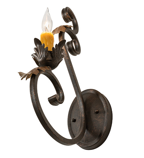 Meyda Lighting Josephine 5" Gilded Tobacco & Gold Wall Sconce With Amber Faux Candlelight