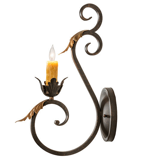 Meyda Lighting Josephine 5" Gilded Tobacco & Gold Wall Sconce With Amber Faux Candlelight