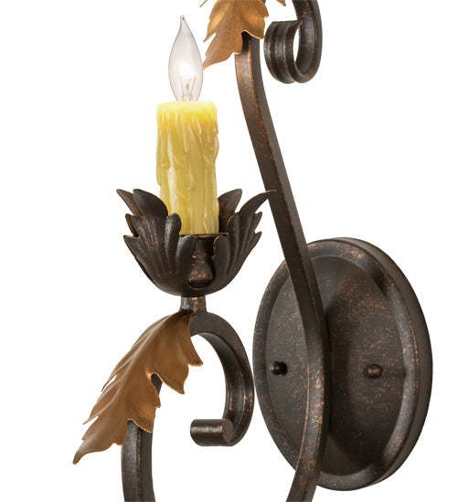 Meyda Lighting Josephine 5" Gilded Tobacco & Gold Wall Sconce With Amber Faux Candlelight