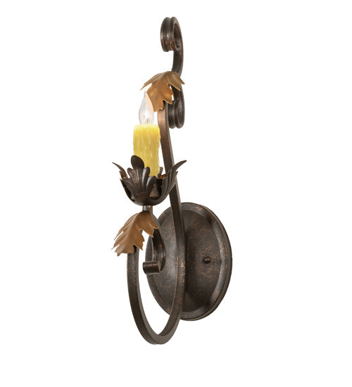 Meyda Lighting Josephine 5" Gilded Tobacco & Gold Wall Sconce With Amber Faux Candlelight