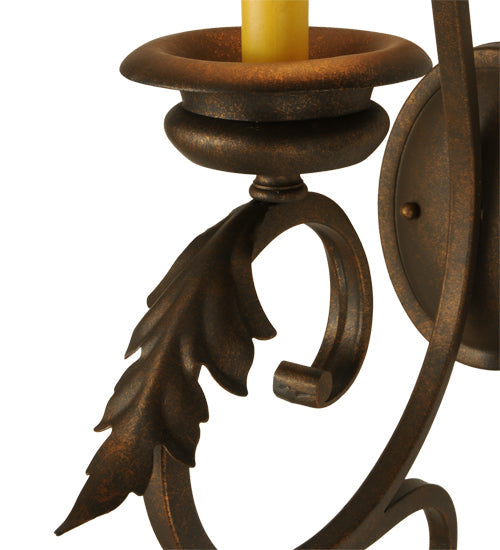 Meyda Lighting Josephine 5" Gilded Tobacco Wall Sconce With Amber Faux Candlelight