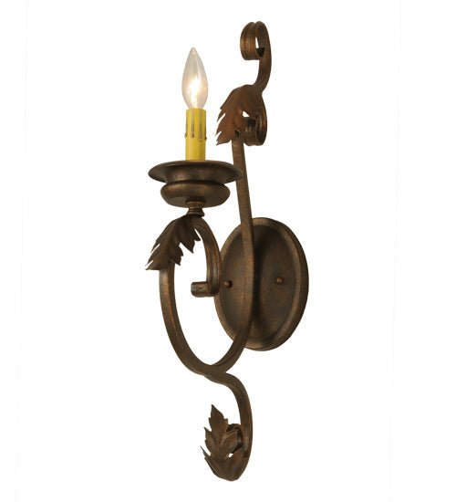 Meyda Lighting Josephine 5" Gilded Tobacco Wall Sconce With Amber Faux Candlelight