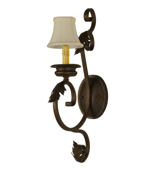 Meyda Lighting Josephine 5" Gilded Tobacco Wall Sconce With Beige Textrene Shade