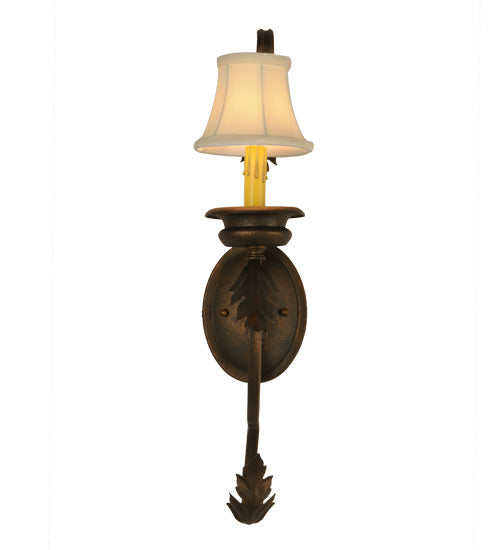 Meyda Lighting Josephine 5" Gilded Tobacco Wall Sconce With Beige Textrene Shade