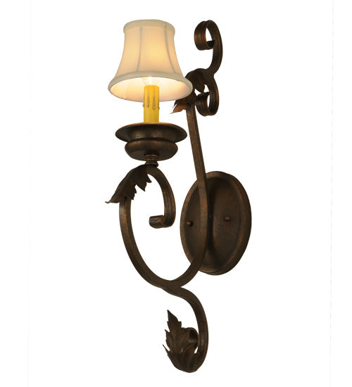 Meyda Lighting Josephine 5" Gilded Tobacco Wall Sconce With Beige Textrene Shade