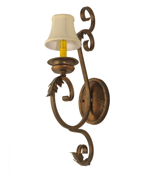 Meyda Lighting Josephine 5" Gilded Tobacco Wall Sconce With Cream Textrene Shade