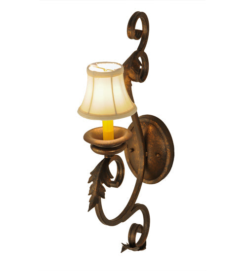 Meyda Lighting Josephine 5" Gilded Tobacco Wall Sconce With Cream Textrene Shade