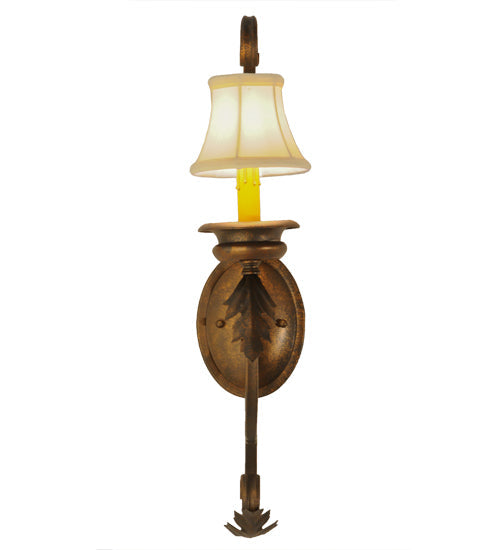Meyda Lighting Josephine 5" Gilded Tobacco Wall Sconce With Cream Textrene Shade