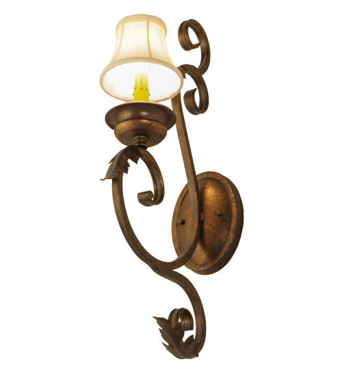 Meyda Lighting Josephine 5" Gilded Tobacco Wall Sconce With Cream Textrene Shade